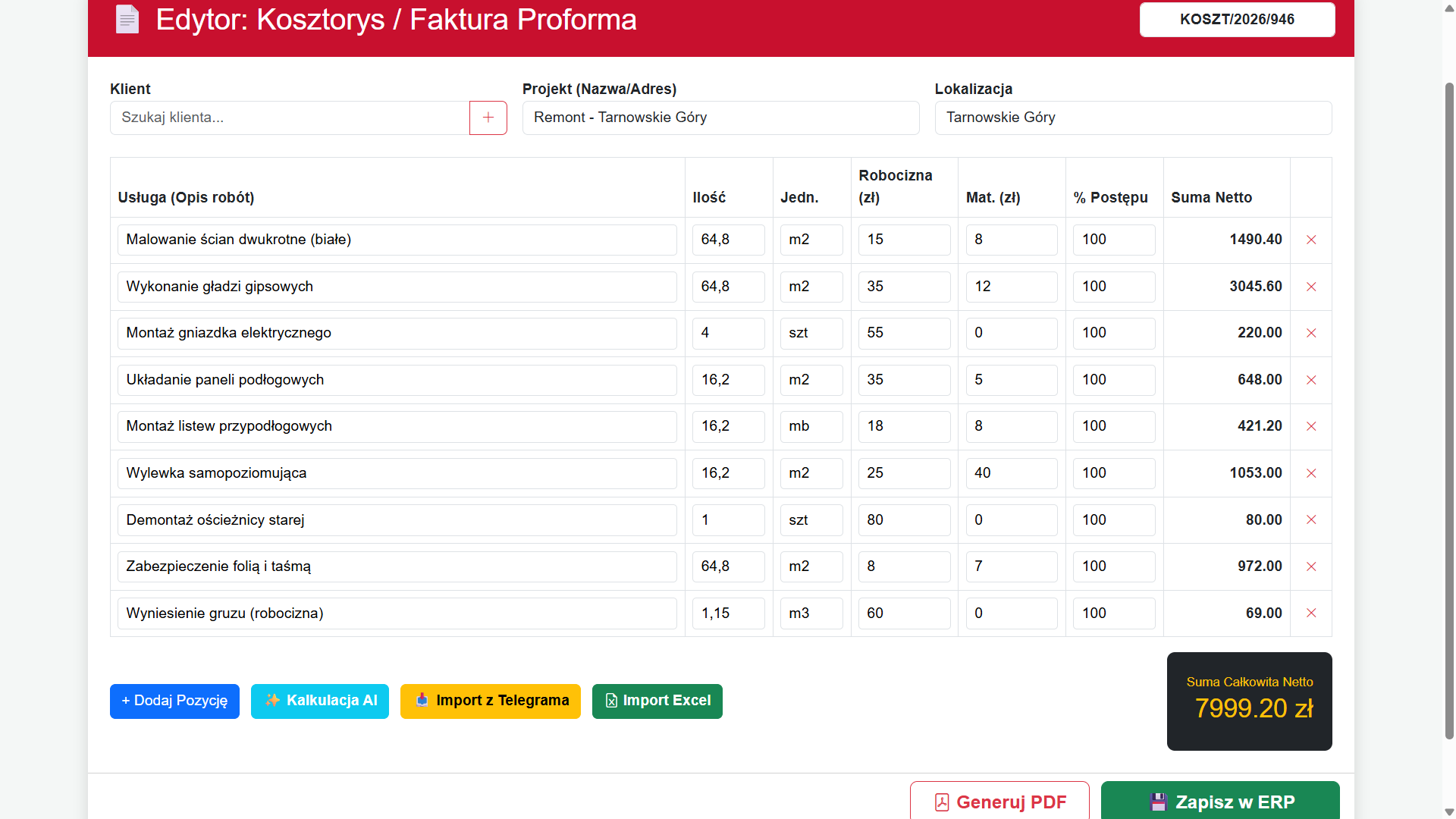 RemontPilot AI - kosztorys i wycena remontu